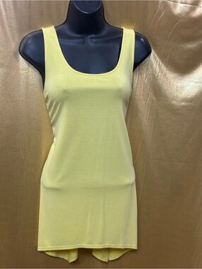 Cato Yellow Scoop Neck Tank Top Soft Modal Blend Size S Longline Split Hem‎